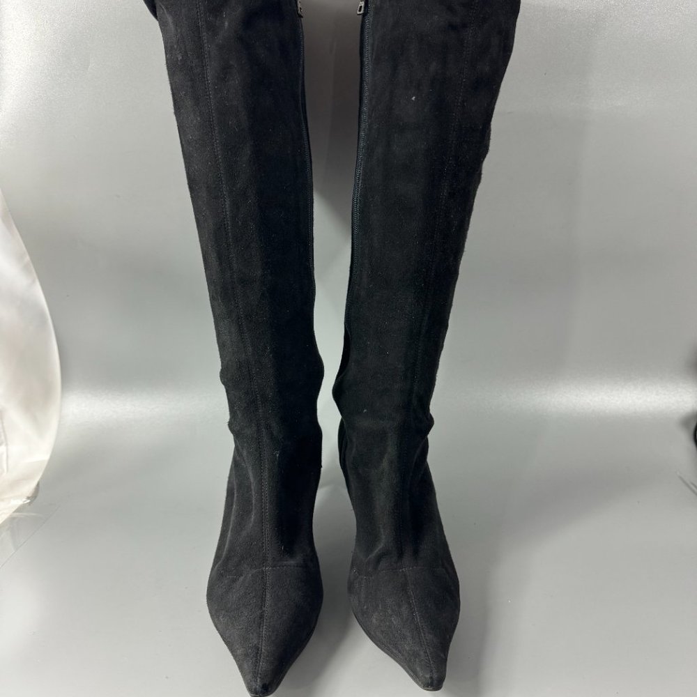 Prada Black Suede High Boots, Size 38 - Picture 3 of 14
